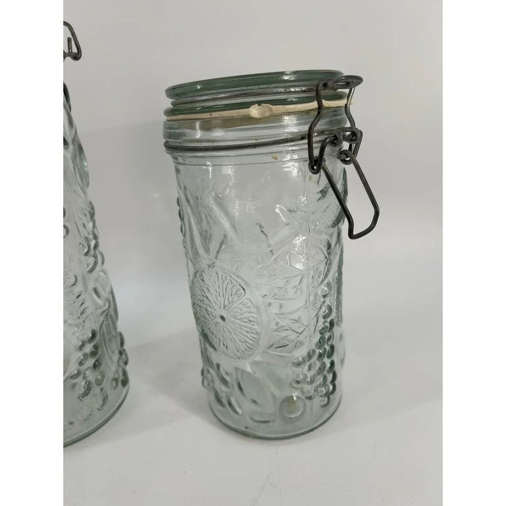 Vintage Elements Fruit Embossed Glass Canisters with Wire Flip Top 10